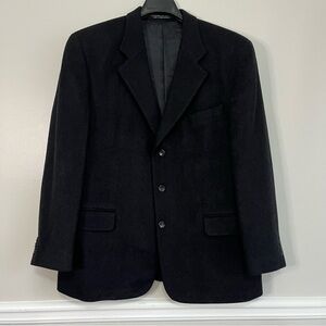 John Clarendon Men’s 46R Wool Cashmere Black Blazer Sport Coat Jacket